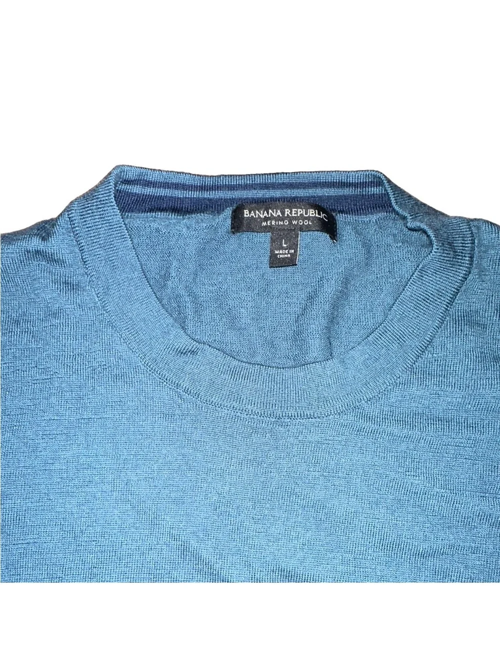 Banana Republic Men’s L Blue Knit Crewneck 100% Merino Wool Sweater